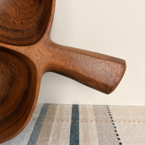 Mid Century Modern Monkey Pod Wood Divided Clover Tray Masini Handcrafted Tiki - Picture 6 of 11